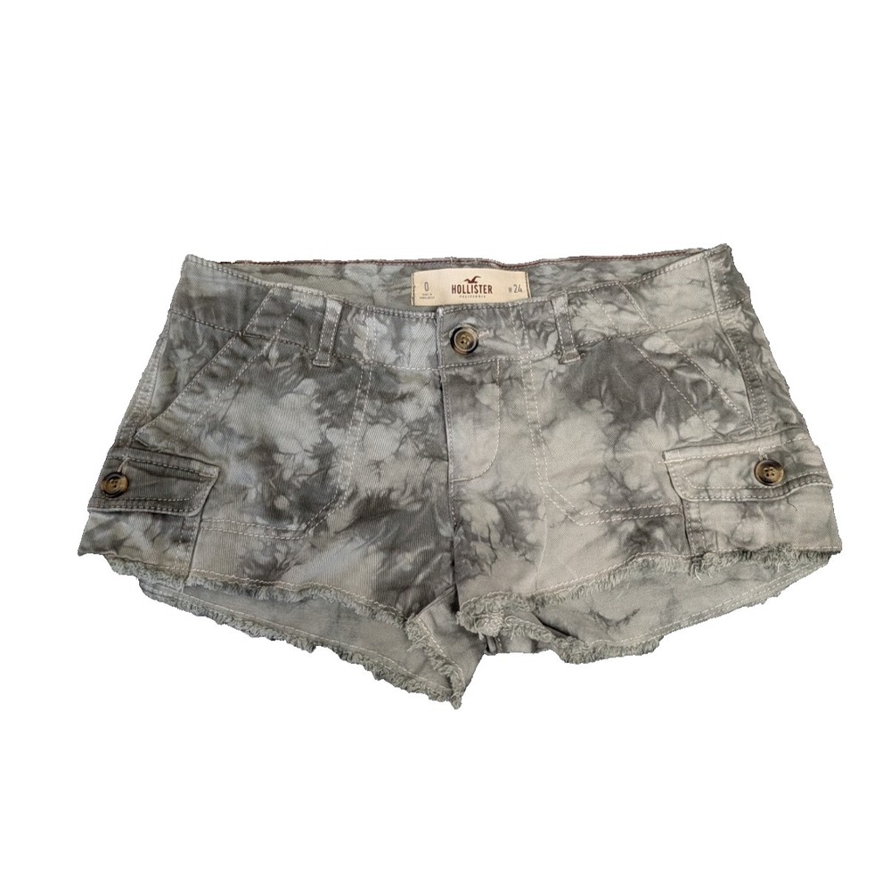 Hollister Tye Dye Cargo Micro Shorts Womens 0 24 Green Y2K Festival Indie Beach